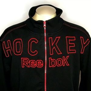 Reebok Jacket L Black Red Hockey Embroidered